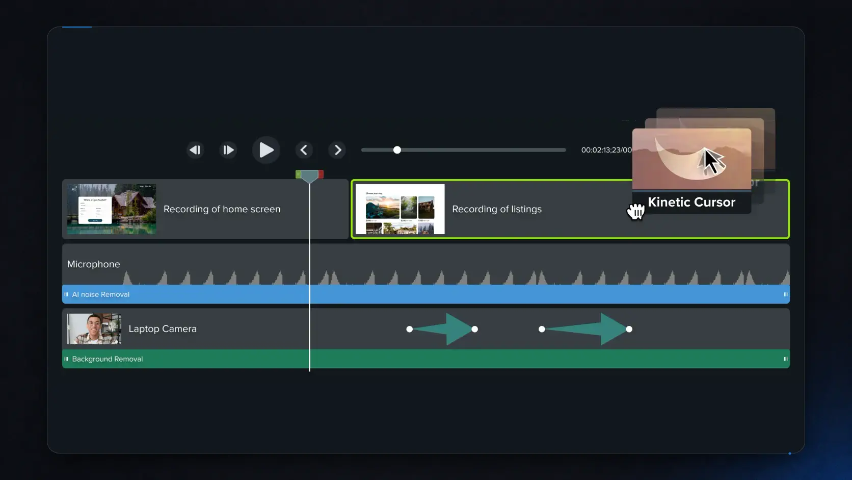 Camtasia multi-track video editing timeline