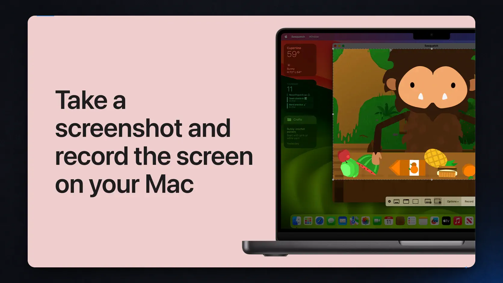macOS Screenshot screen recording interface on a Mac