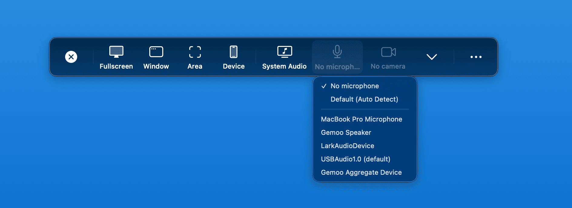 ScreenSage Pro microphone selection panel